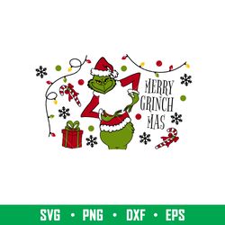 Merry Grinchmas Full Wrap, Merry Grinchmas Full Wrap Svg, Starbucks Svg, Coffee Ring Svg, Cold Cup Svg, png,eps,dxf file