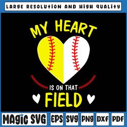 my heart is on that field svg, baseball mother's day svg, baseball svg, baseball mom svg, baseball heart svg, baseball m