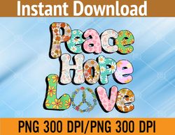 PEACE SIGN LOVE 60s 70s Tie Dye Hippie Halloween PNG Digital Download