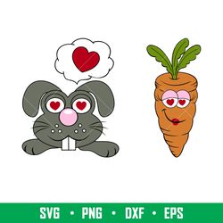Rabbit and Carrot, Rabbit and Carrot Svg, Valentines Day Svg, Couple Matching Svg, Love Svg,png,dxf,eps file