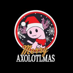Merry Axolotlmas Svg, Christmas Holiday Gift, Axolotl Santa Hat Svg, Christmas Svg