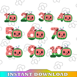 Cocomelon Logo and Birthday Number svg/png, Cocomelon Brithday svg/png ,Cocomelon Family Birthday PNG, Watermelon svg
