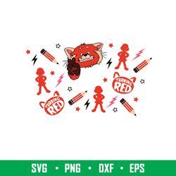 Turning Red Full Wrap, Turning Red Full Wrap Svg, Starbucks Svg, Coffee Ring Svg, Cold Cup Svg, png,dxf,eps file