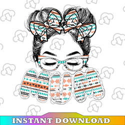 Bluey Mum Messy Hair Bun Glasses Png Mom Png  Mommy Png Gift Bluey Mom Ladies png