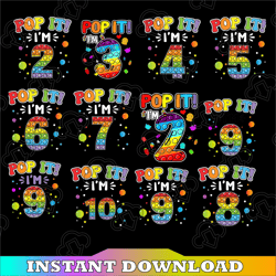 Pop It I am 3 years old PNG, 3rd Birthday Fidget PNG, Pop It Birthday Png, Fidget Toy Colorful