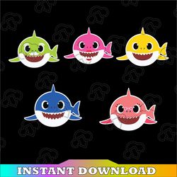 5 Family Sharks Character SVG,Png,Shark's friends svg, Pink Fong svg, Family shark svg, dxf, eps files