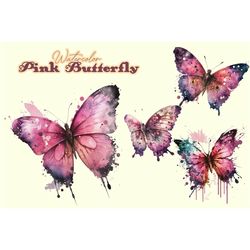 Watercolor Pink Butterfly