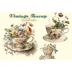 Vintage Teacup Watercolor