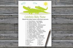 Alligator Celebrity baby name game card,Jungle Baby shower games printable,Fun Baby Shower Activity,Instant Download-373