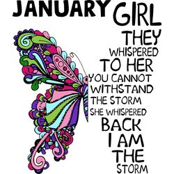 January Girl They Whispered To Her You Cannot Withstand The Storm, Birthday Svg, January Girl Svg, January Girl Birthday