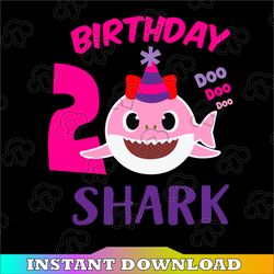 shark 2nd birthday svg, girl birthday shark svg dxf eps, girl second birthday clipart, two year old, baby, shark,