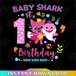 shark 1st birthday svg, girl birthday shark svg dxf eps, girl first birthday clipart, one year old, baby, shark,