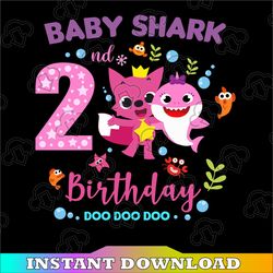 Shark 2nd Birthday Svg, Girl Birthday Shark Svg Dxf Eps, Girl Second Birthday Clipart, Two Year Old, Baby, Shark