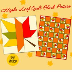 Maple Leaf Barn Patchwork Quilt Block Pattern Detailed Master Class, Step-by-Step Tutorial, How to Sew For Beginners PDF