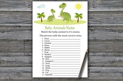 Dinosaur Baby animals name game card,Dino themed Baby shower games printable,Fun Baby Shower Activity--371