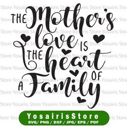 The Mother is the Heart of the Family Svg Mom Svg Mother's Day Svg Mom Quote Svg Mom Inspirational Svg Svg Designs Svg