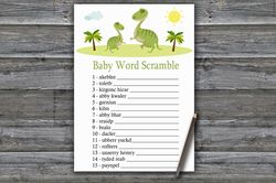 Dinosaur Baby word scramble game card,Dino themed Baby shower games printable,Fun Baby Shower Activity--371