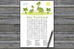 Dinosaur Baby shower word search game card,Dino themed Baby shower games printable,Fun Baby Shower Activity--371