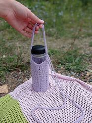Crochet handmade bag. Water bottle carrier. Hydroflask carrier. Ready to ship