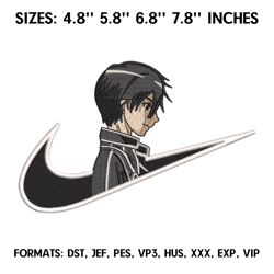 Kirito Embroidery Design File, Sword art online Anime Embroidery, Machine embroidery, Anime Design Pes Brother