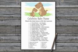 Dinosaur Celebrity baby name game card,Dinosaur themed Baby shower games,Fun Baby Shower Activity,Instant Download-369