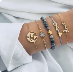 Blue turtle bracelet - Set of bracelets  - Bangle bracelets - bracelet with stones - gift for daughter
