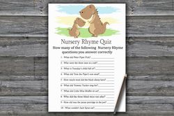 Dinosaur Nursery rhyme quiz baby shower game card,Dinosaur themed Baby shower games,Fun Baby Shower Activity--369