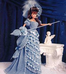 Vintage Style late 19th century Afternoon Dress- crochet pattern PDF-doll Barbie gown
