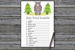 Bear Baby word scramble game card,Woodland Baby shower games printable,Fun Baby Shower Activity,Instant Download-368