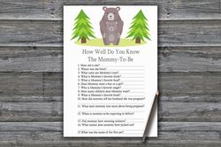 bear how well do you know baby shower game card,woodland baby shower games printable,fun baby shower activity--368