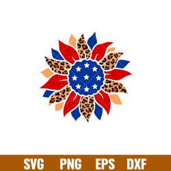 4th Of July Leopard Sunflower, Sunflower American Flag Leopard PNG, 4th Of July Svg, Patriotic Svg, America Svg, Eps, Pn