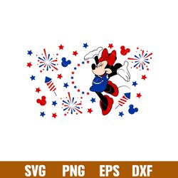 4th of July USA Ears Full Wrap, 4th of July USA Minnie Mouse Full Wrap Svg, Starbucks Svg, Coffee Ring Svg, Cold Cup Svg