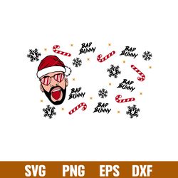 Bad Bunny Christmas Full Wrap, Bad Bunny Christmas Full Wrap Svg, Starbucks Svg, Coffee Ring Svg, Cold Cup Svg, png, dxf