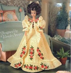 crochet pattern PDF- Fashion doll Barbie- Stephanie's beautiful Peignoir - crochet vintage pattern-Doll dress pattern