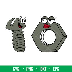 Bolt And Nut, Bolt And Nut Svg, Valentines Day Svg, Couple Matching Svg, Love Svg,png, dxf, eps file