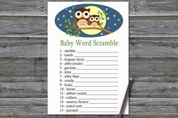 Owl Baby word scramble game card,Woodland Baby shower games printable,Fun Baby Shower Activity,Instant Download-365