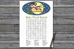 owl baby shower word search game card,woodland baby shower games printable,fun baby shower activity,instant download-365