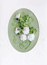 DIY Wedding Card Set Cross Stitch Kit for Beginners with Ribbon Flowers, Valentine's gift