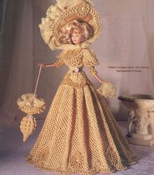 crochet pattern pdf- fashion doll barbie- late 19th century vintage lace barbie gown -crochet pattern - doll dress