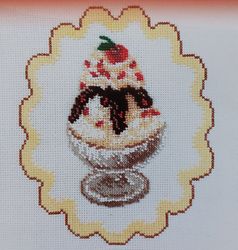 Cross Stitch Kit beginner embroiderers with beads and a cross with a counting mini-pattern for embroidery "Ice cream"
