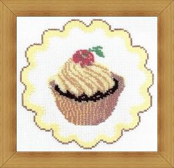 Cross Stitch Kit beginner embroiderers with beads and a cross with a counting mini-pattern for embroidery "Cake"