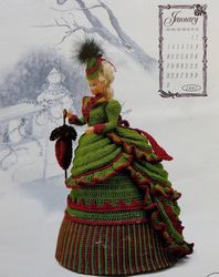 crochet pattern PDF- doll Barbie Miss January - Vintage Civil War Era Style Barbie Dress Crochet Pattern -Doll dress