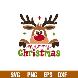 Christmas Reindeer, Christmas Reindeer Svg, Peeping Reindeer Svg, Merry Christmas Svg, Christmas Svg, png, eps, dxf file