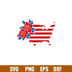 Floral USA Map, Floral USA Map Svg, 4th of July Svg, Patriotic Svg, Independence Day Svg, USA Svg, png,dxf,eps file