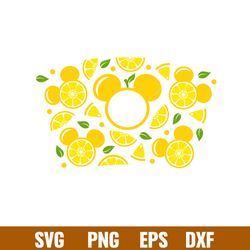 Lemon Ears Full Wrap, Lemon Mickey Mouse Full Wrap Svg, Starbucks Svg, Coffee Ring Svg, Cold Cup Svg, png, dxf, ep file