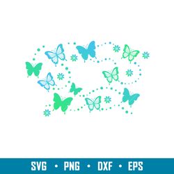 Butterflies Full Wrap, Butterflies Full Wrap Svg, Starbucks Svg, Coffee Ring Svg, Cold Cup Svg, png,eps,dxf file