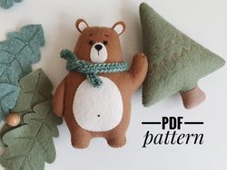diy bear ornaments pattern bear  patterns felt deer pattern pdf set christmas ornaments felt pattern