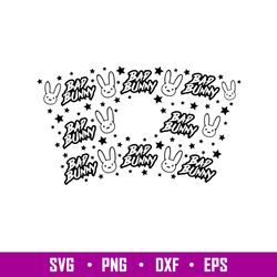 Bad Bunny Full Wrap, Bad Bunny Full Wrap Starbucks Cup SVG, Bad Bunny Logo Starbucks Svg, eps, png, dxf file