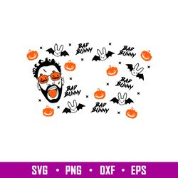 Bad Bunny Halloween Full Wrap, Bad Bunny Halloween Full Wrap SVG, Bad Bunny Starbucks Cup svg, png, dxf, eps file