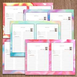 Digital colorful kitchen  recipe card template